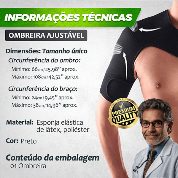 Ombreira Ortopédica Suporte Ombro Neoprene Tensor