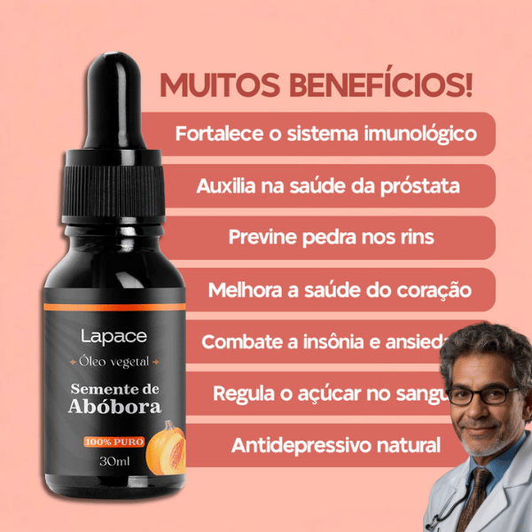 Óleo Vegetal Semente de Abóbora 100% Puro 30ml Lapace Imunidade e Cabelo Super Resultado