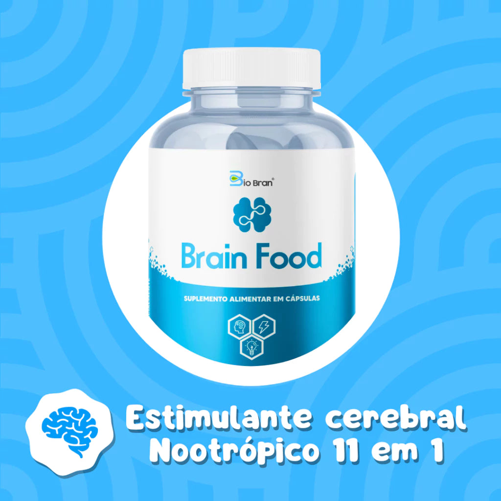 Brain Food Estimulante Cerebral Nootrópico para Foco Concentração e Memória (60 cápsulas)