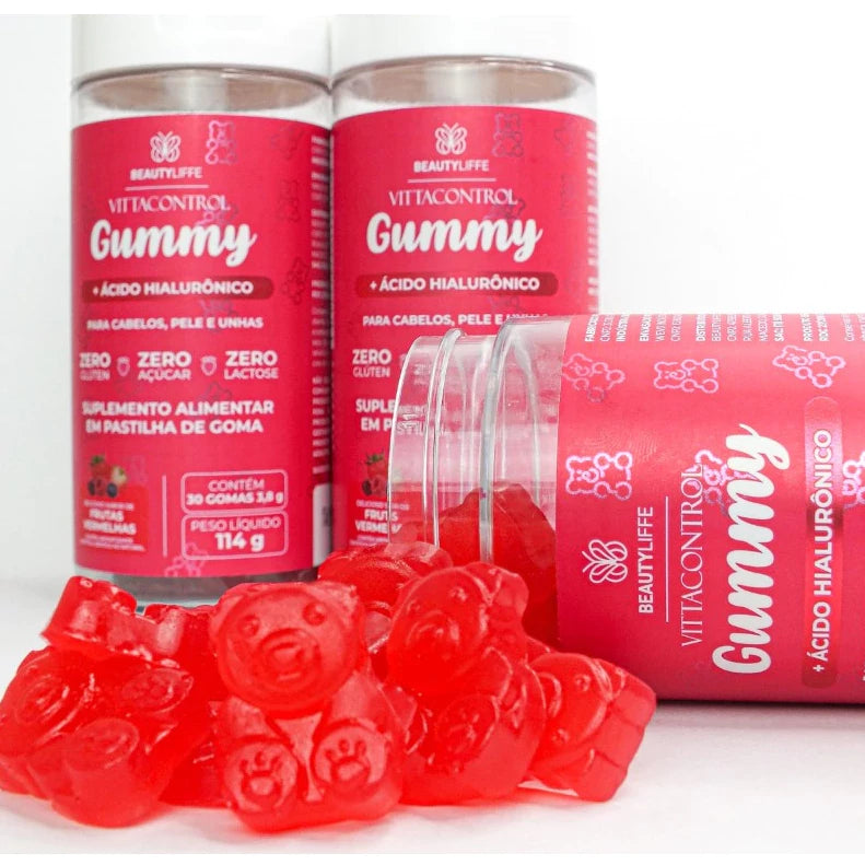 VittaControl Gummy ZERO Kit 3 meses de Vitaminas para Cabelos, Unhas e Pele - O melhor do Brasil