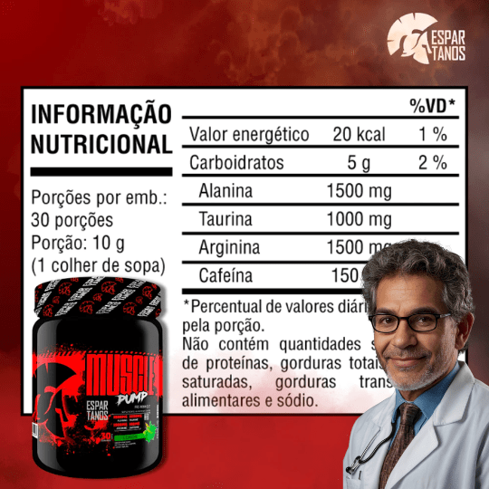 Kit 2x Pré Treino Muscle Pump 300g + Shaker - Espartanos Suplemento em Pó Premium Direto de fábrica.