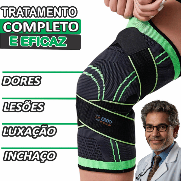 Joelheira Articulada de Compressão Patelar e Com Velcro Ajustável Anti dor Prevenção Lesões Musculares