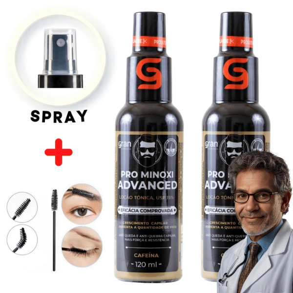 Kit 2 Pro Minoxi Advanced Serum de Crescimento + Escovinha Estimuladora Para Sobrancelha