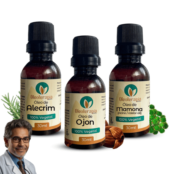 Kit Crescimento Capilar Óleos vegetais - Ojon, Alecrim e Mamona - Puros e 100% naturais
