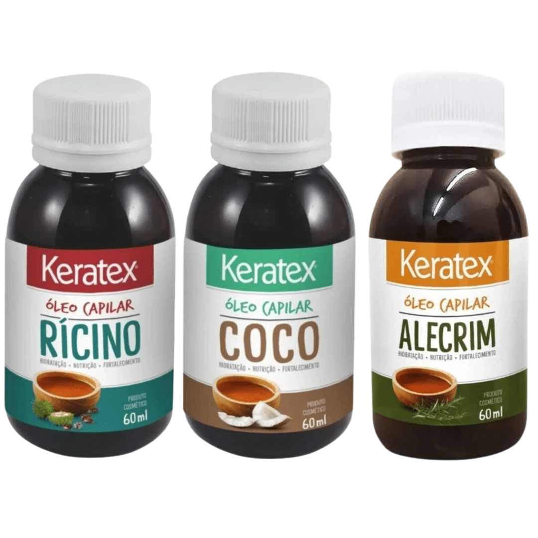Kit Óleo Capilar Keratex: Rícino + Coco + Alecrim (60ml)